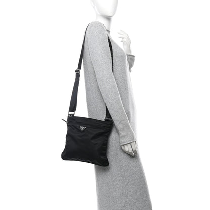 Prada Nylon Vela Flat Messenger Bag Black 2 of 10
