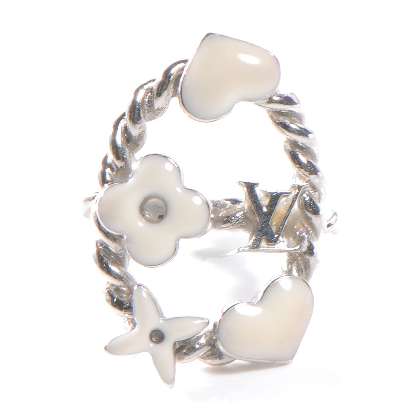 Sweet Monogram Coeurs Ring 6.5 White