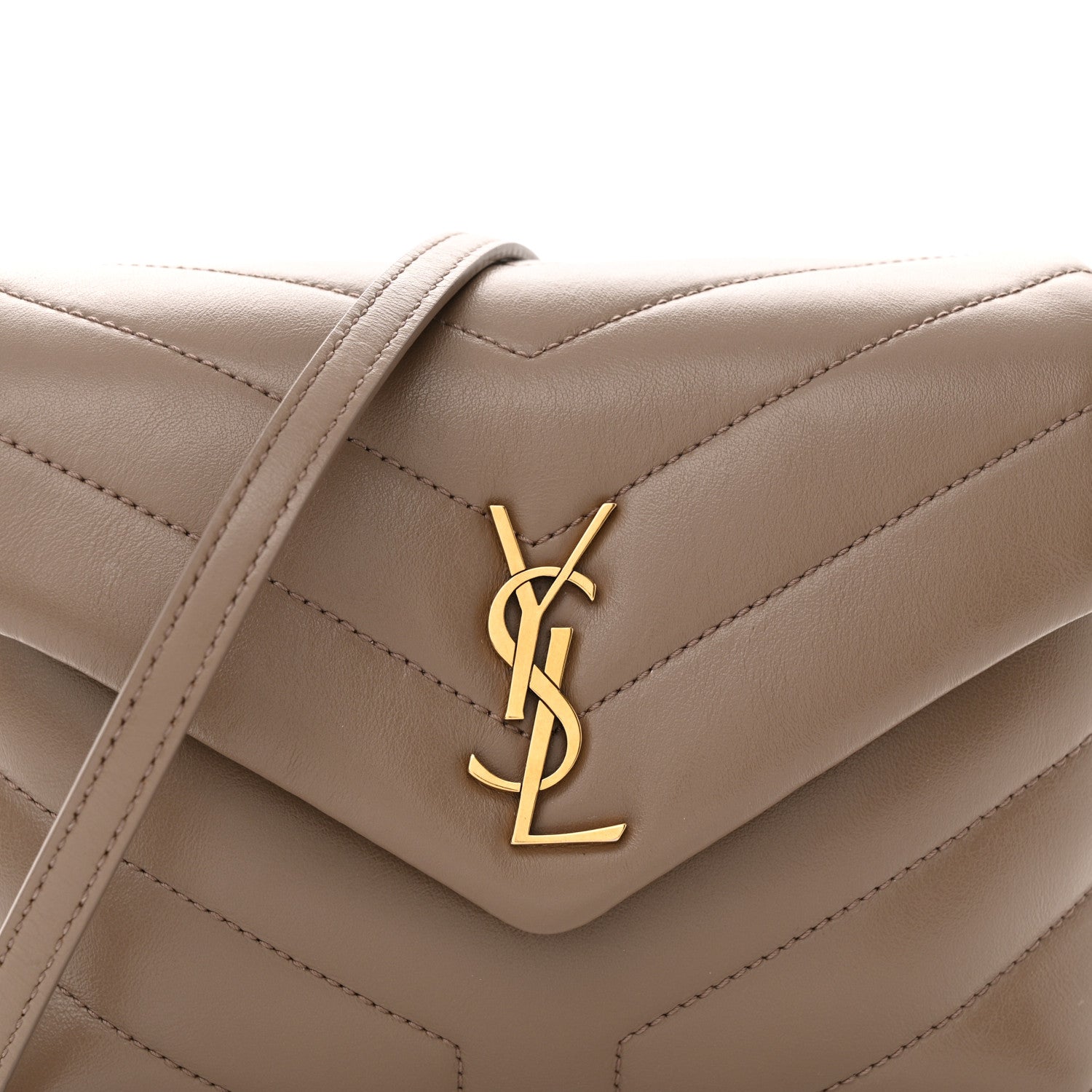 Saint Laurent Calfskin Y Quilted Monogram Toy Loulou Crossbody Bag Dark Beige 8 of 11