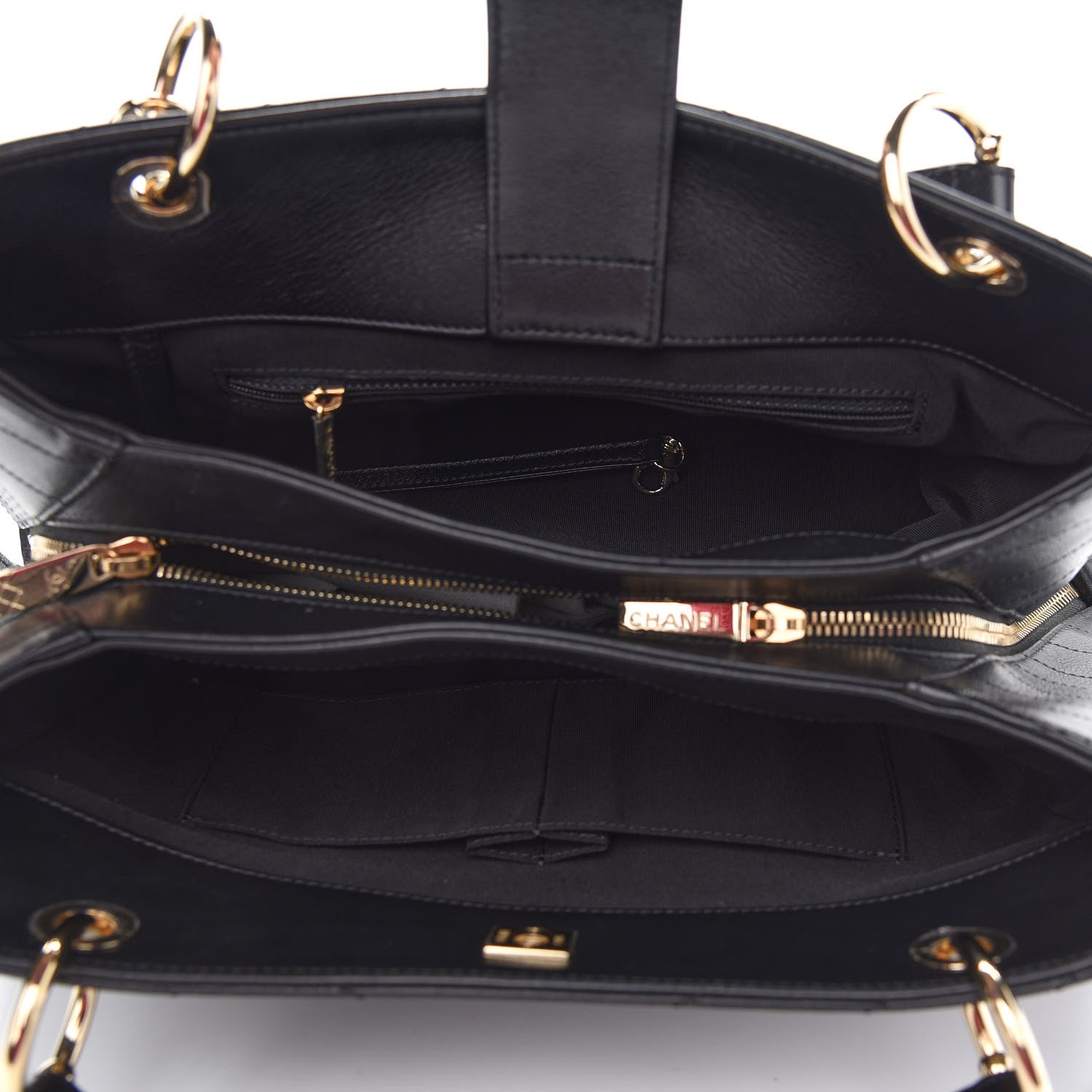 Chanel Calfskin Stitched Large Chevron Chic Shopping Bag Black 5 of 9
