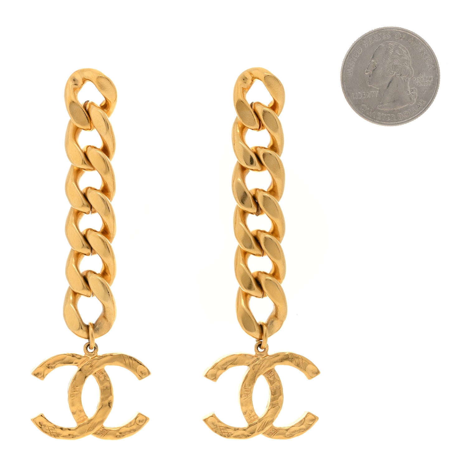 Chanel Metal CC Pick Drop Earrings Gold 2 of 4
