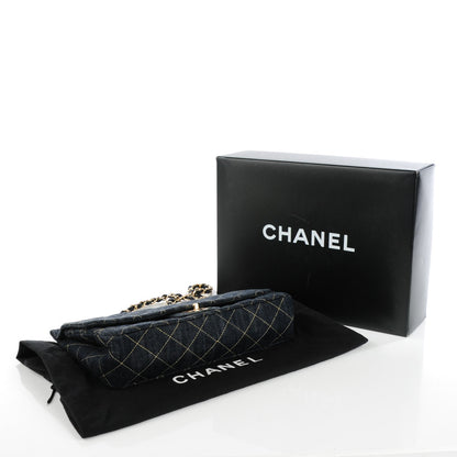 Chanel Denim Quilted Jumbo Diagonal CC Flap Blue 4 of 7