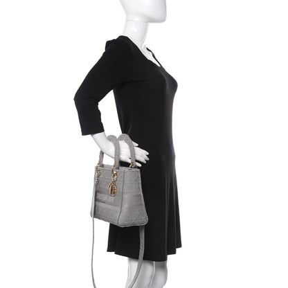 Christian Dior Canvas Embroidered Cannage Medium Lady D-Lite Gray 3 of 11