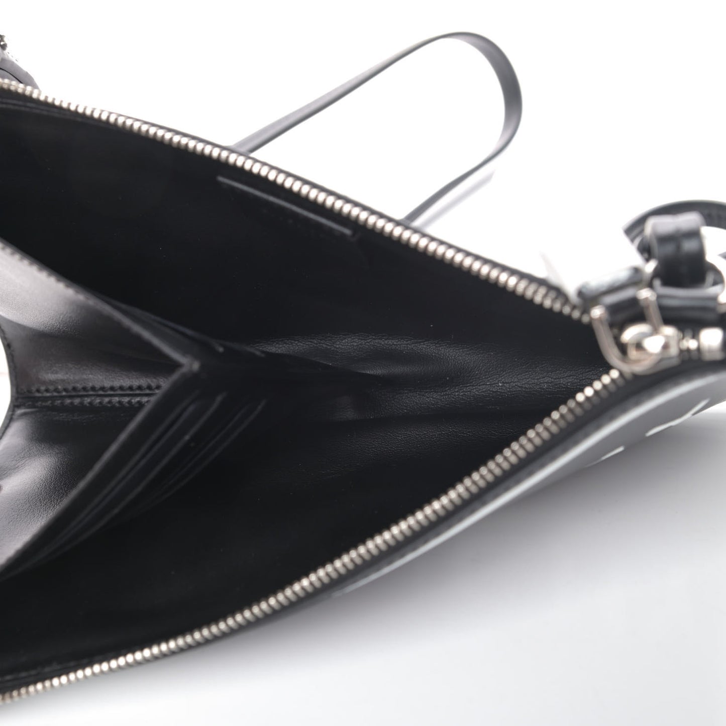 Smooth Calfskin Graffiti Paint Logo Pouch Black