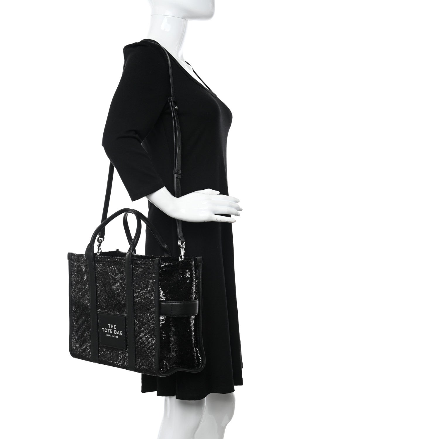 Marc Jacobs Sequin Medium The Tote Bag Black 2 of 13
