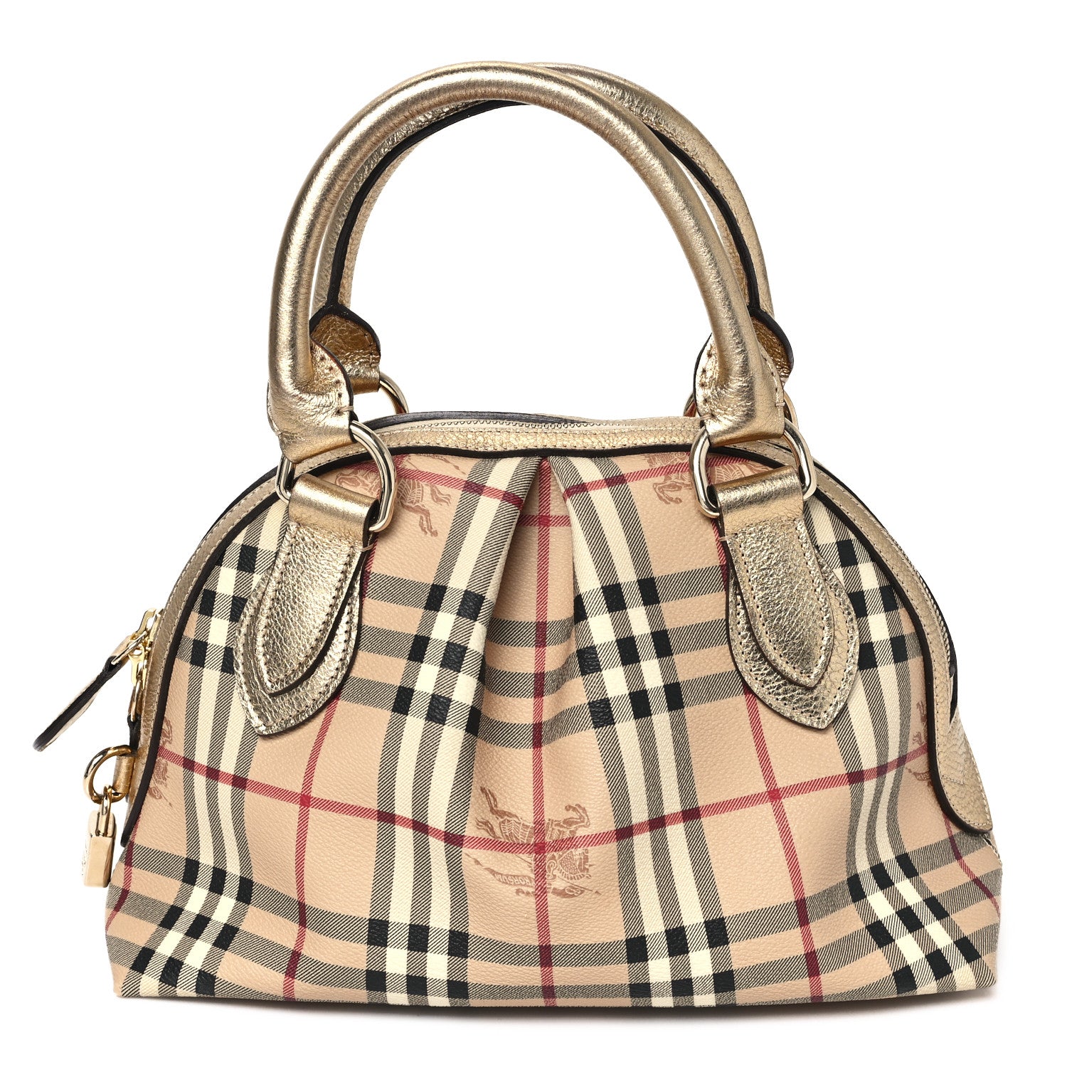 Burberry Haymarket Check Thornley Satchel Gold 1 of 11