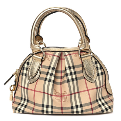 Burberry Haymarket Check Thornley Satchel Gold 1 of 11