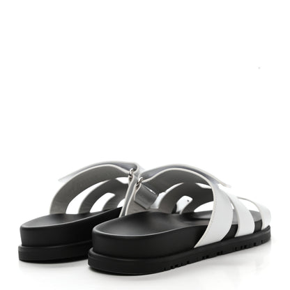 Hermes Calfskin Womens Chypre Sandals 37 White 4 of 9
