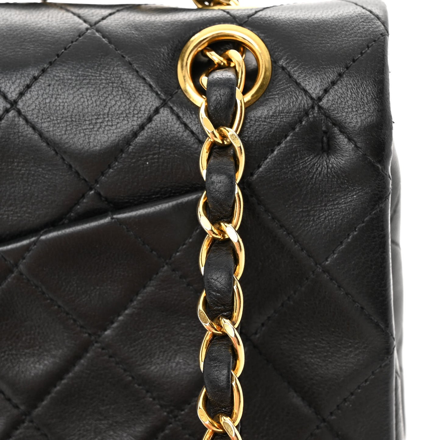 Lambskin Quilted Small Double Flap Black