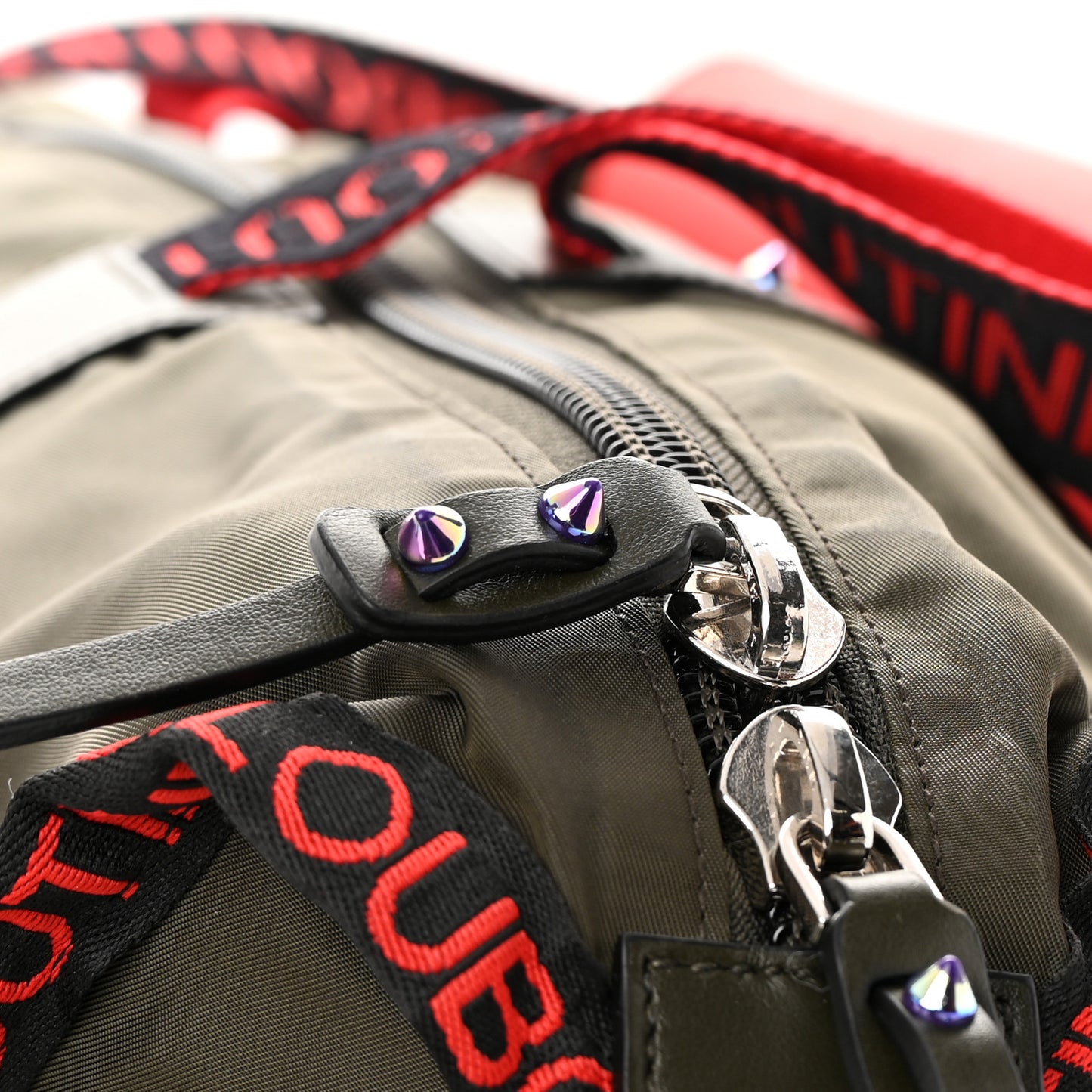 Calfskin Nyon Duffle Army Green Red Black
