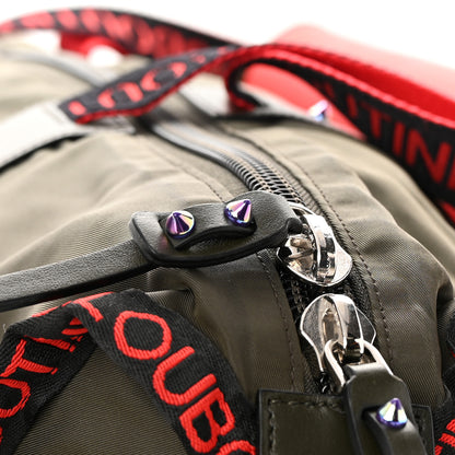 Christian Louboutin Calfskin Nyon Duffle Army Green Red Black 15 of 16