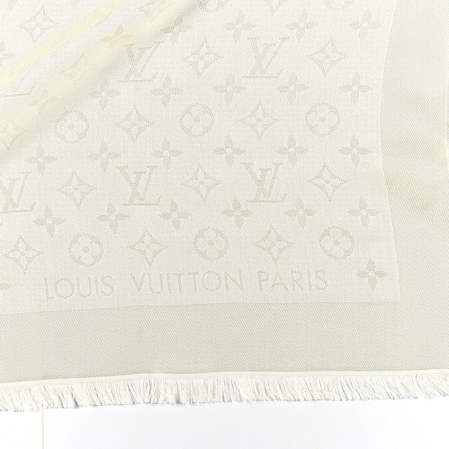 Louis Vuitton Silk Lurex Wool Monogram Shine Shawl White 2 of 3