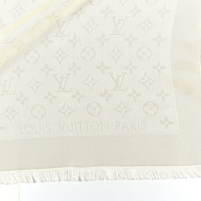 Louis Vuitton Silk Lurex Wool Monogram Shine Shawl White 2 of 3