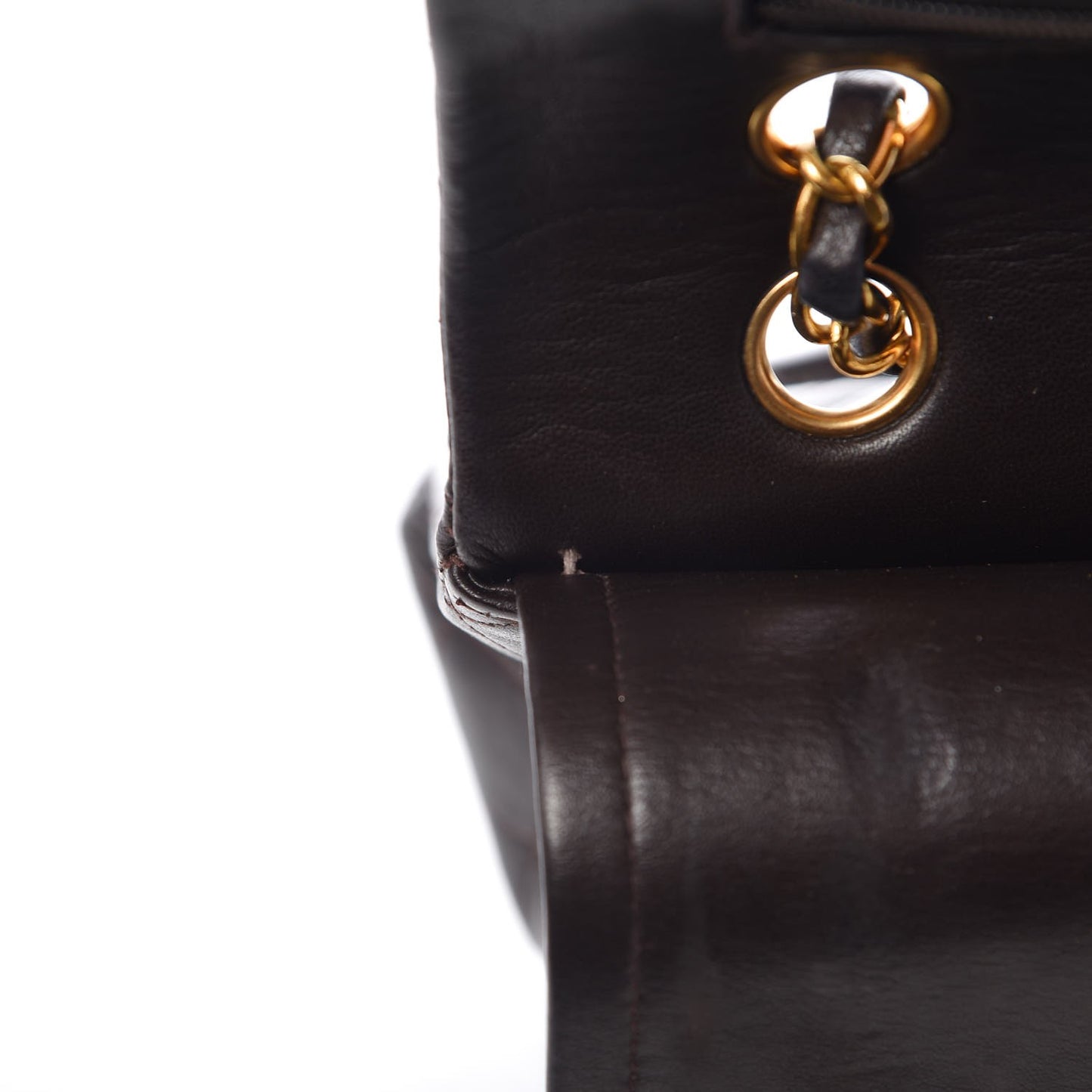 Lambskin Quilted Medium Double Flap Brown