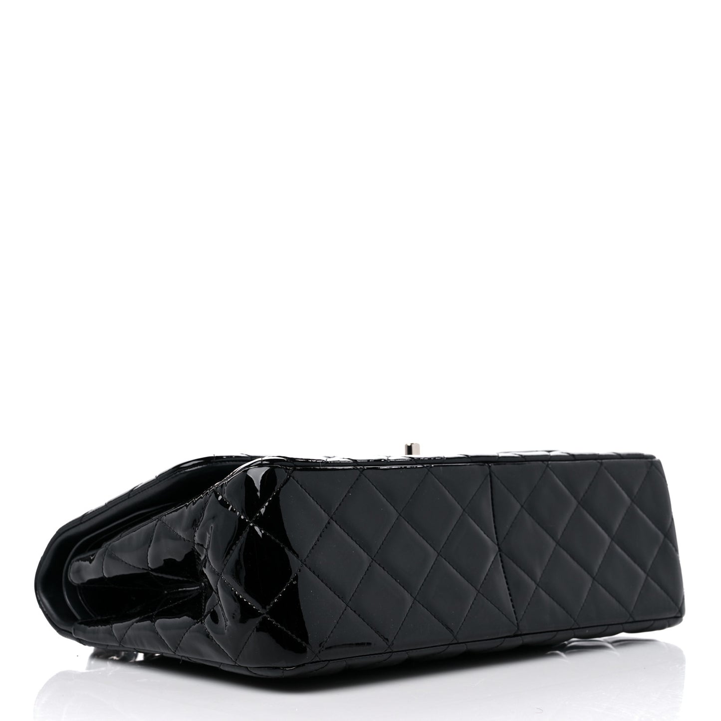 Patent Quilted Jumbo Double Flap Black