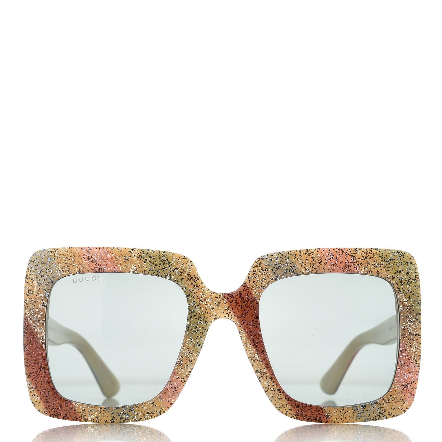 Gucci Square Frame Stripe Glitter GG0328S Sunglasses Ivory Multicolor 2 of 8