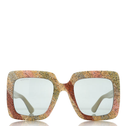 Gucci Square Frame Stripe Glitter GG0328S Sunglasses Ivory Multicolor 2 of 8