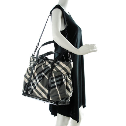 Burberry Nylon Beat Check Diaper Bag Black 2 of 8