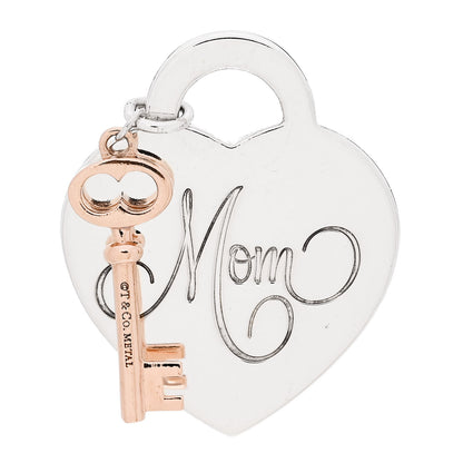 Tiffany Sterling Silver Rubedo Mom Heart Tag Key Pendant 1 of 3