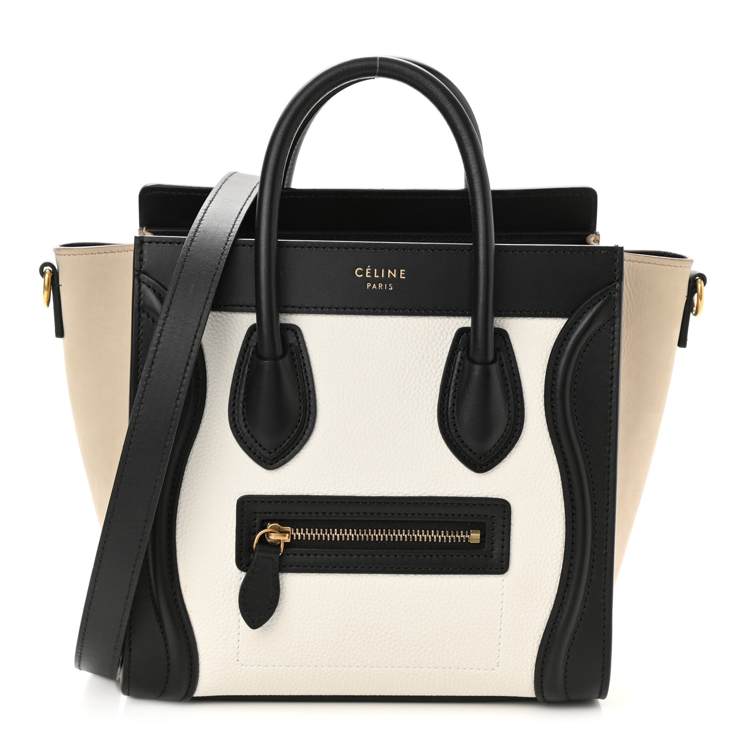 Smooth Drummed Calfskin Nano Tri-Color Luggage White