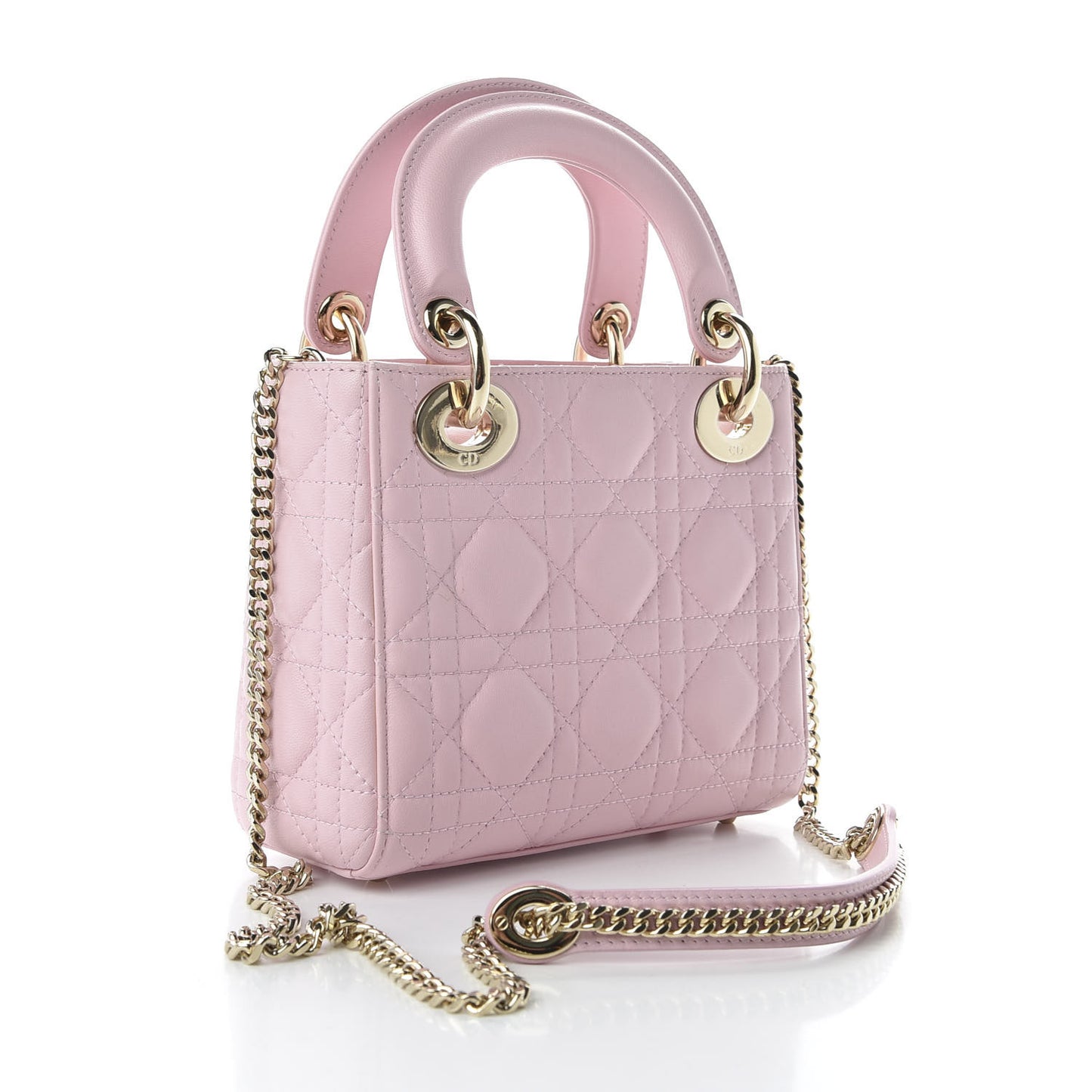 Lambskin Cannage Mini Lady Dior Rose Clair