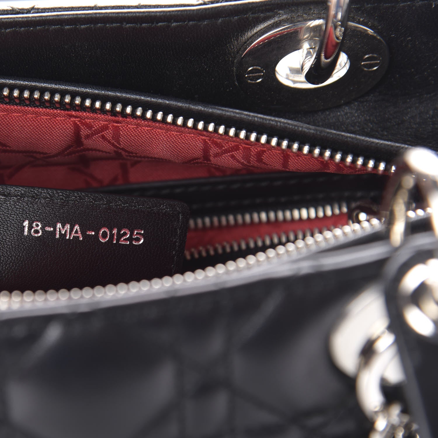 Christian Dior Lambskin Cannage Medium Lady Dior Black 9 of 10