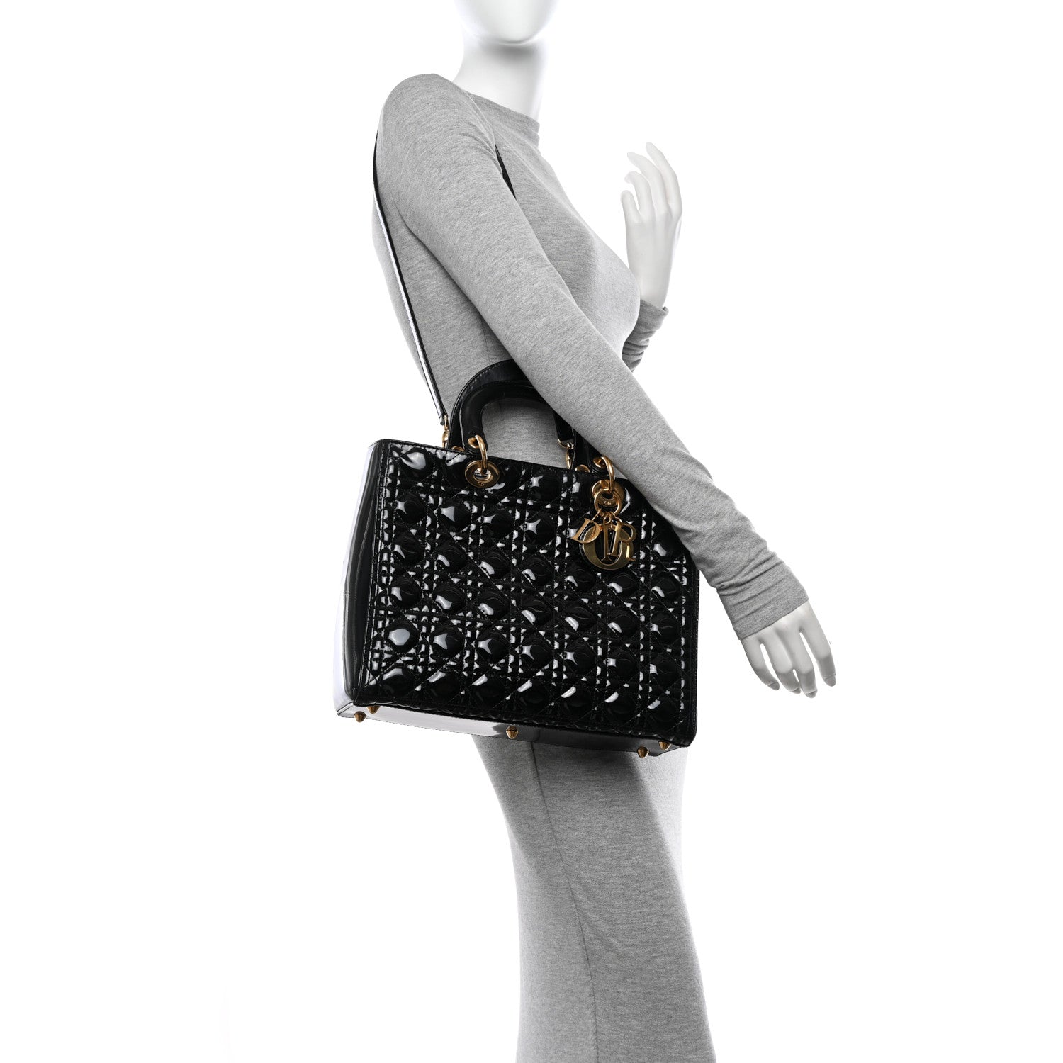 Christian Dior Patent Cannage Large Lady Dior Black 2 of 15