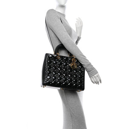 Christian Dior Patent Cannage Large Lady Dior Black 2 of 15