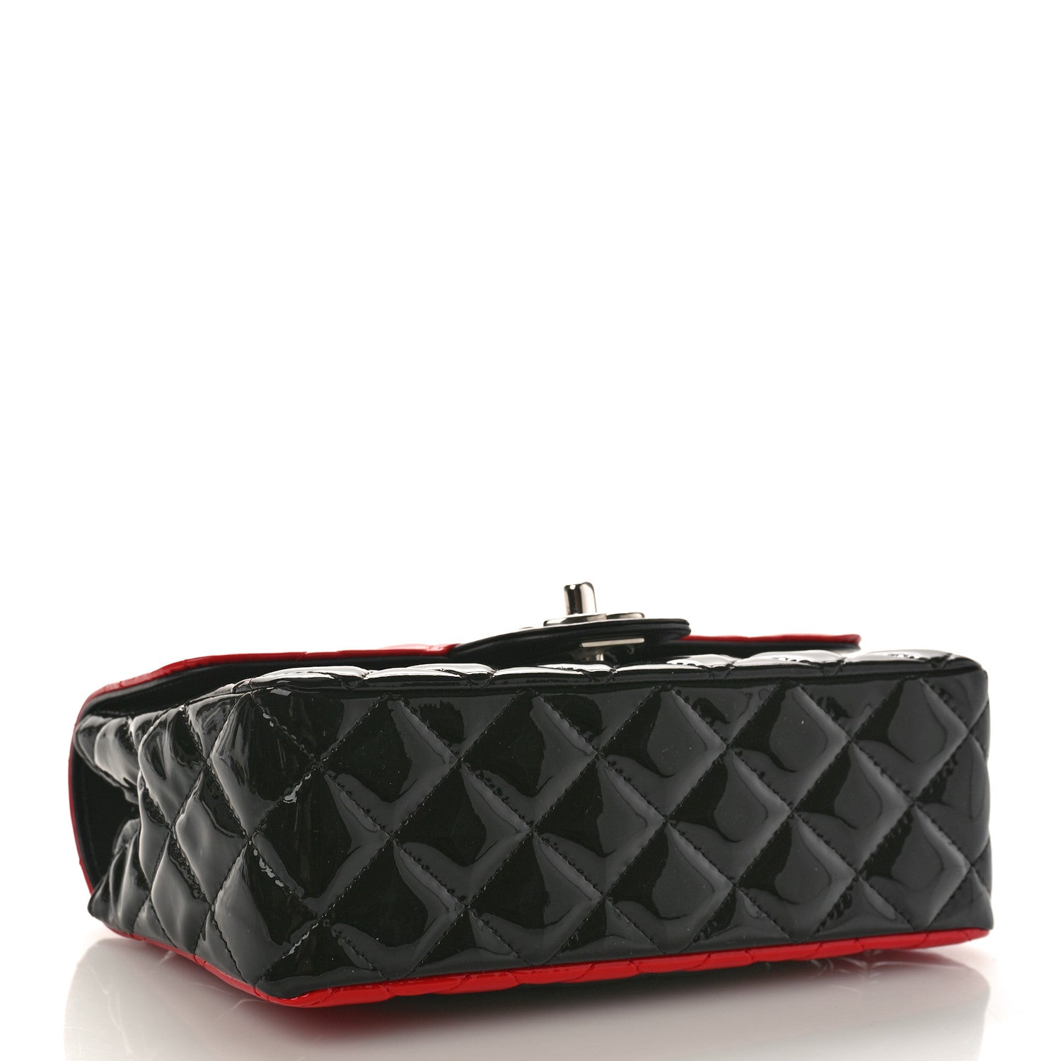 Chanel Patent Calfskin Quilted Bi-Color Mini Rectangular Flap Black Red 4 of 9
