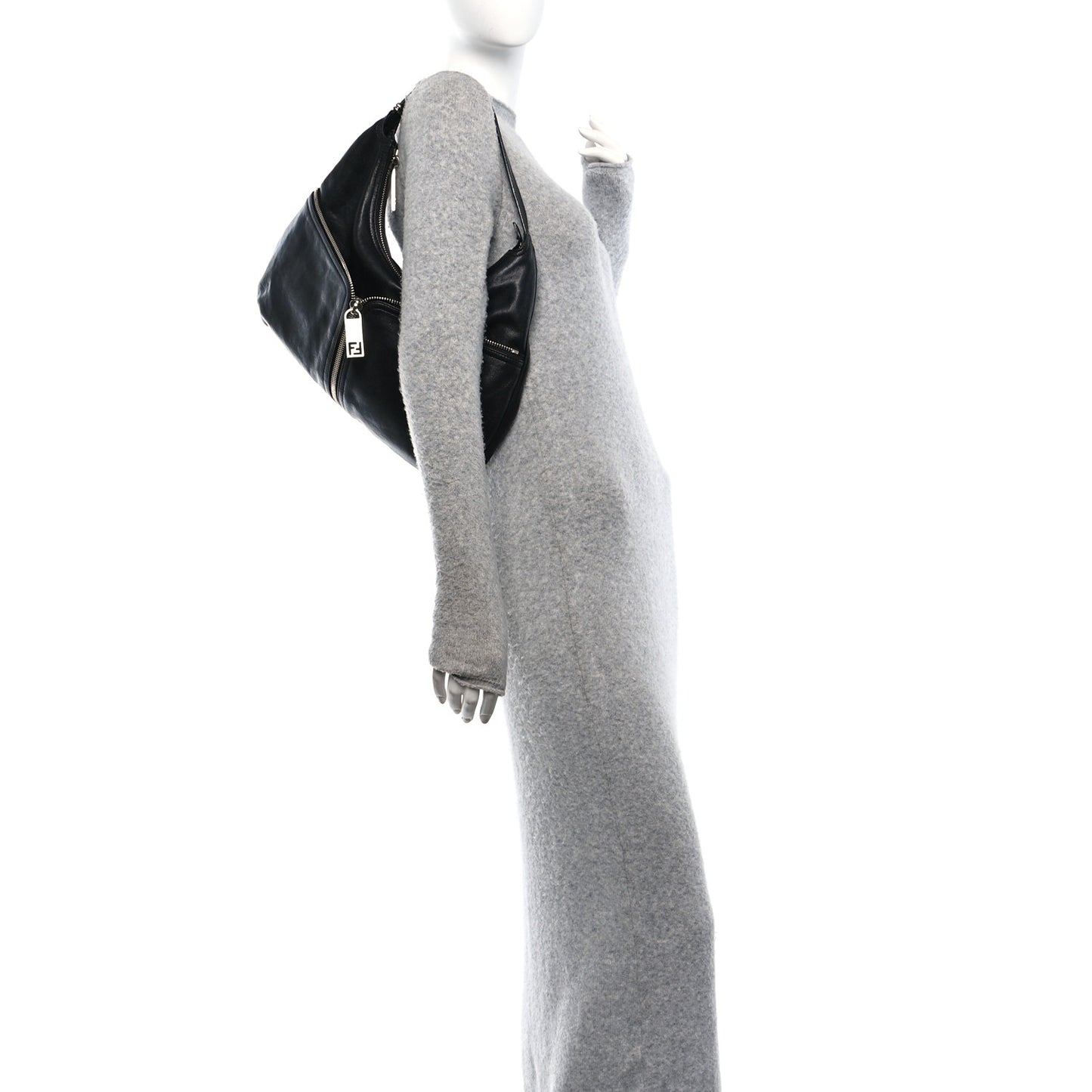 Sheepskin Zipper Hobo Black