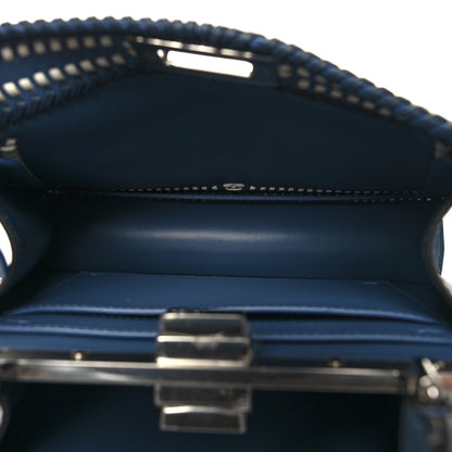 Fendi Vitello Grace Shiny Nappa Helix Woven Small Peekaboo I SEE U Satchel Mirto Dark Blue White Ice 6 of 12