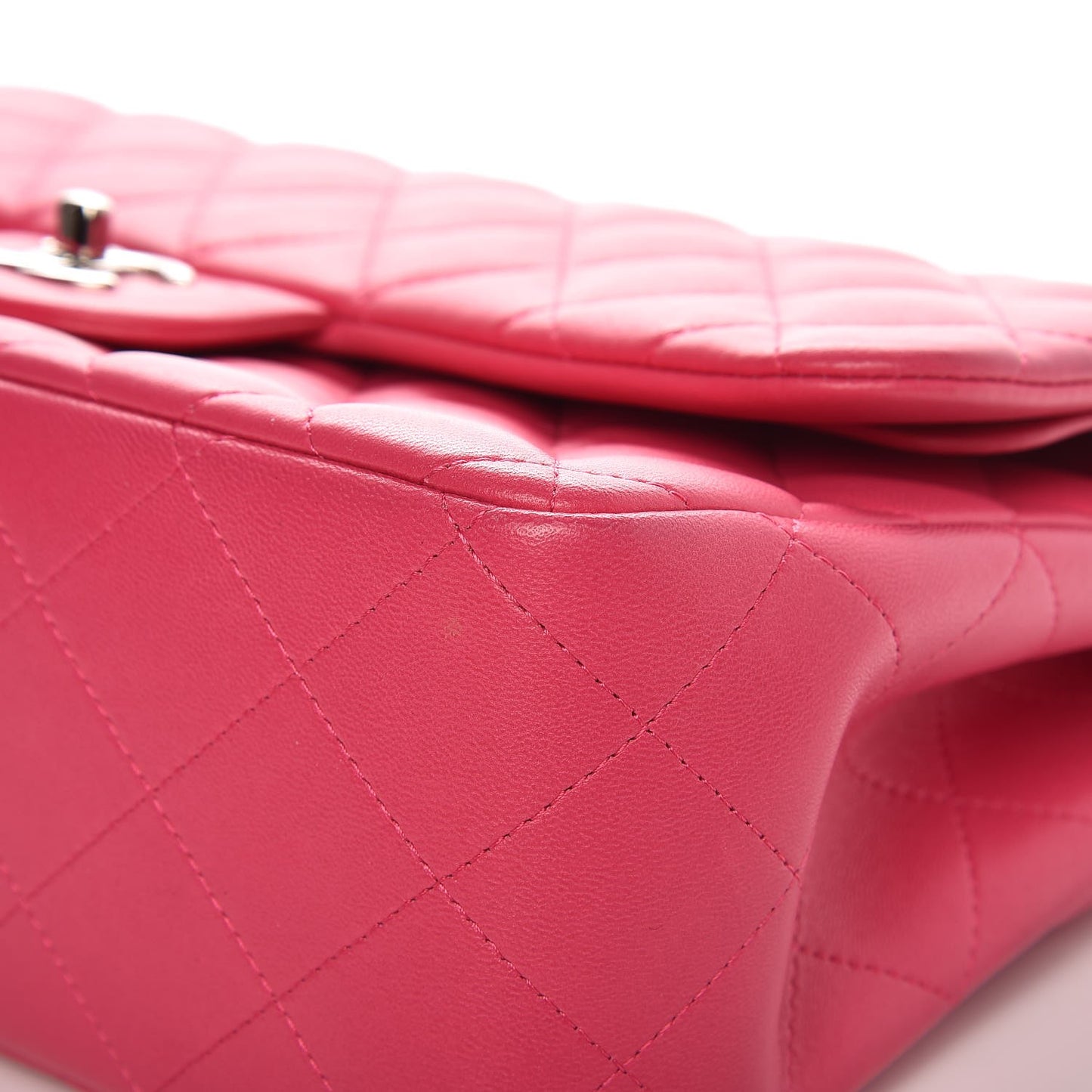 Lambskin Quilted Jumbo Double Flap Dark Pink