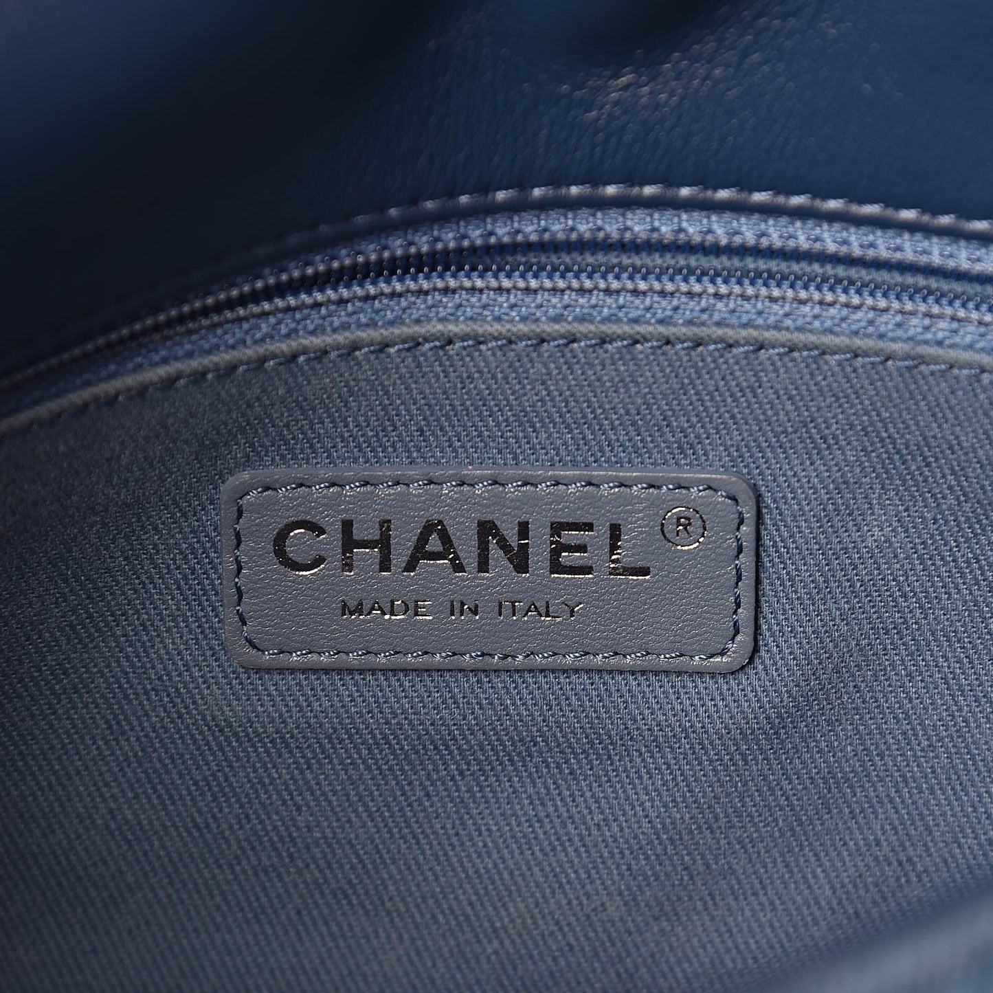 Calfskin Denim Fringe Chains Small Flap Blue