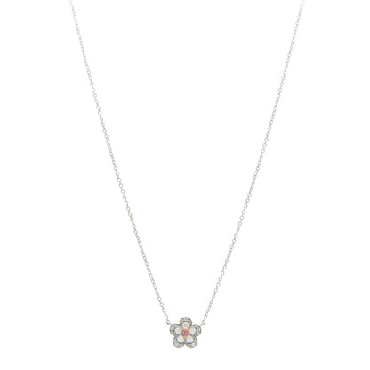 Tiffany Platinum 18K Rose Gold Pink Diamond Enchant Flower Pendant Necklace 1 of 4