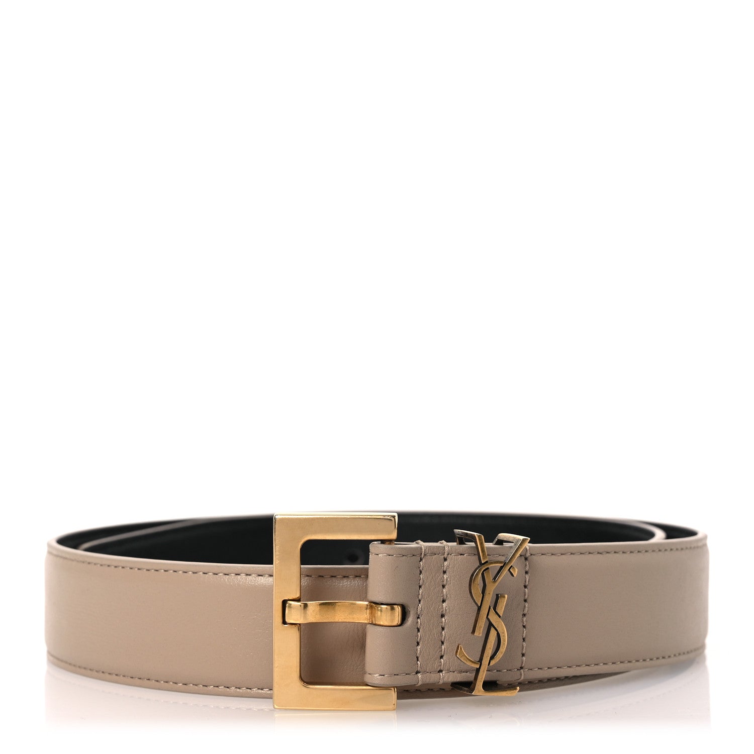 Saint Laurent Smooth Calfskin Monogram Square Buckle Belt 70 28 Light Brown 1 of 6