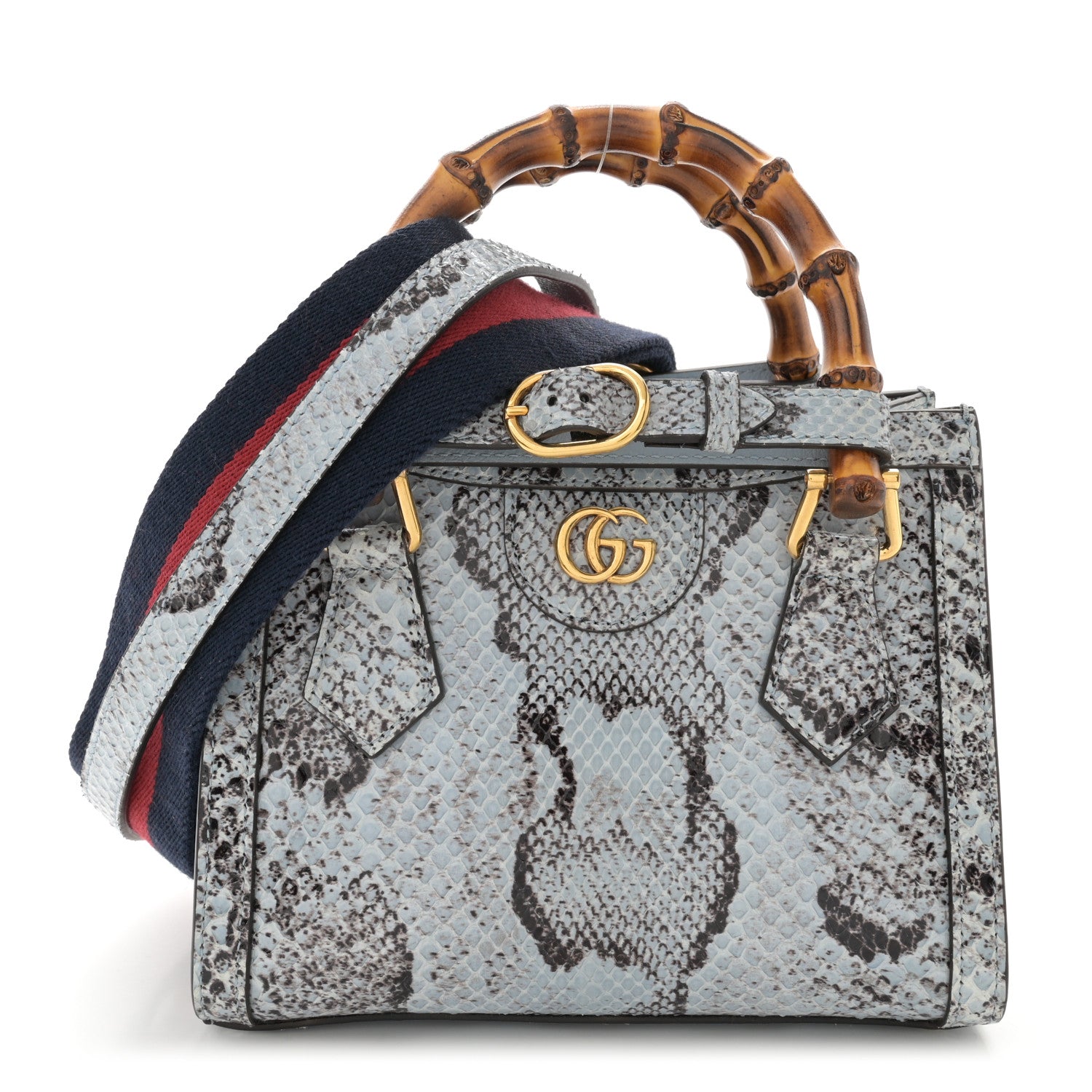Gucci Snakeskin Mini Diana Tote Bag Blue 1 of 11