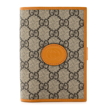 Gucci GG Supreme Monogram Textured Calfskin Retro Interlocking G Passport Case Beige Yellow 1 of 8
