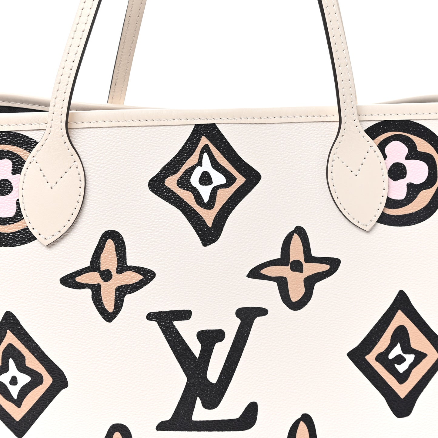 Monogram Giant Wild at Heart Neverfull MM Creme