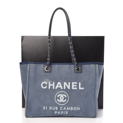Chanel Canvas Small Deauville Tote Denim Blue 10 of 10