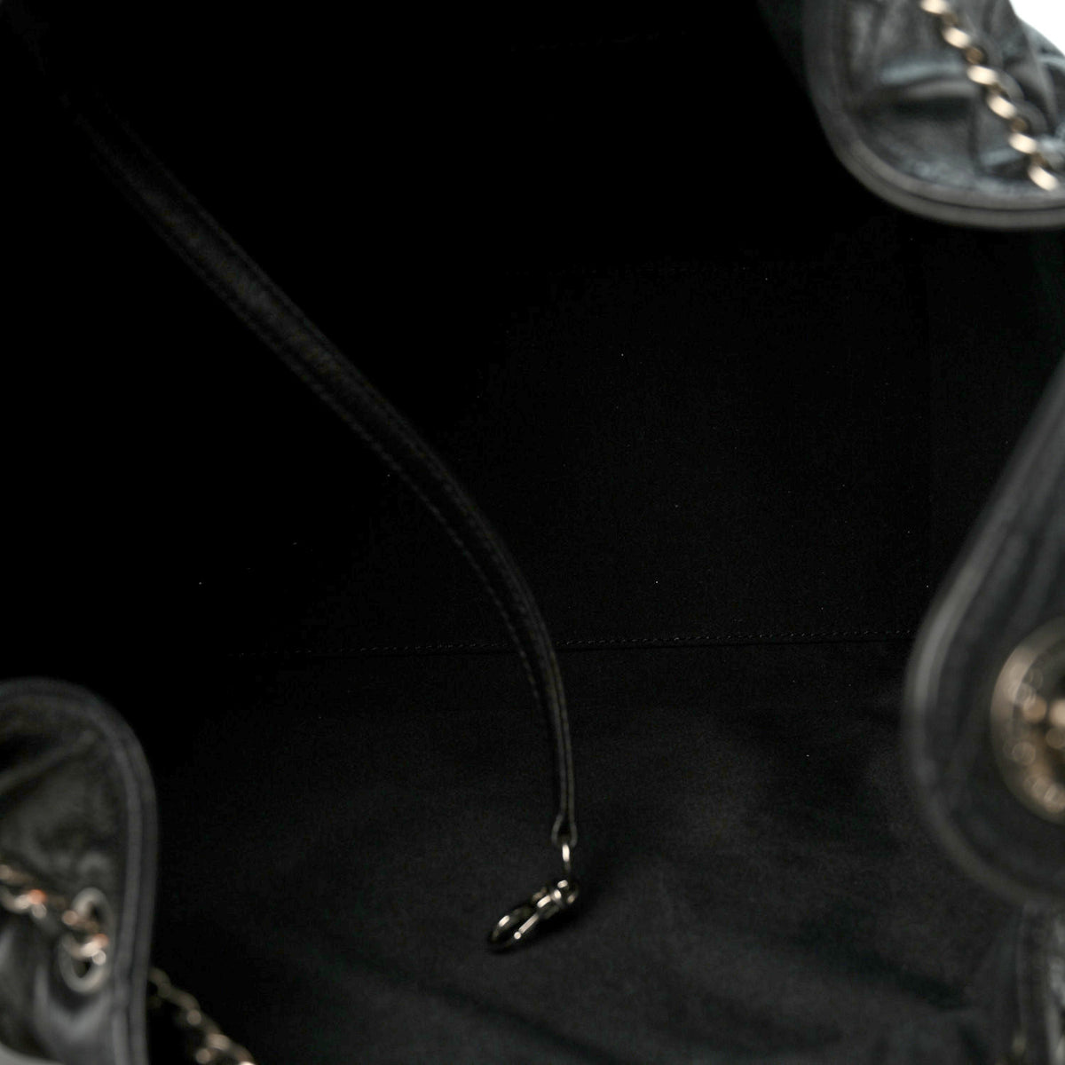 Chanel Shiny Crumpled Calfskin Quilted Medium Chanel 25 Handbag Black 6 of 11