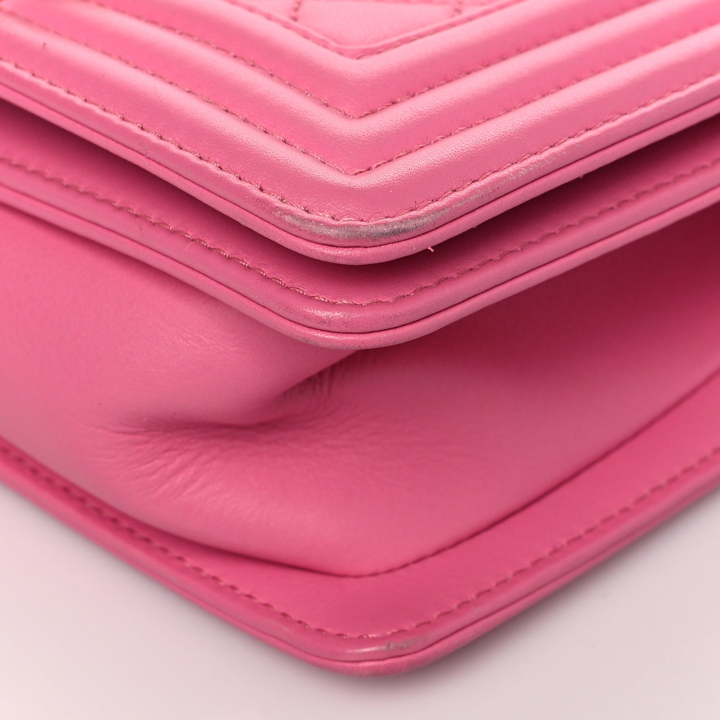 Lambskin Quilted Small Boy Flap Dark Pink