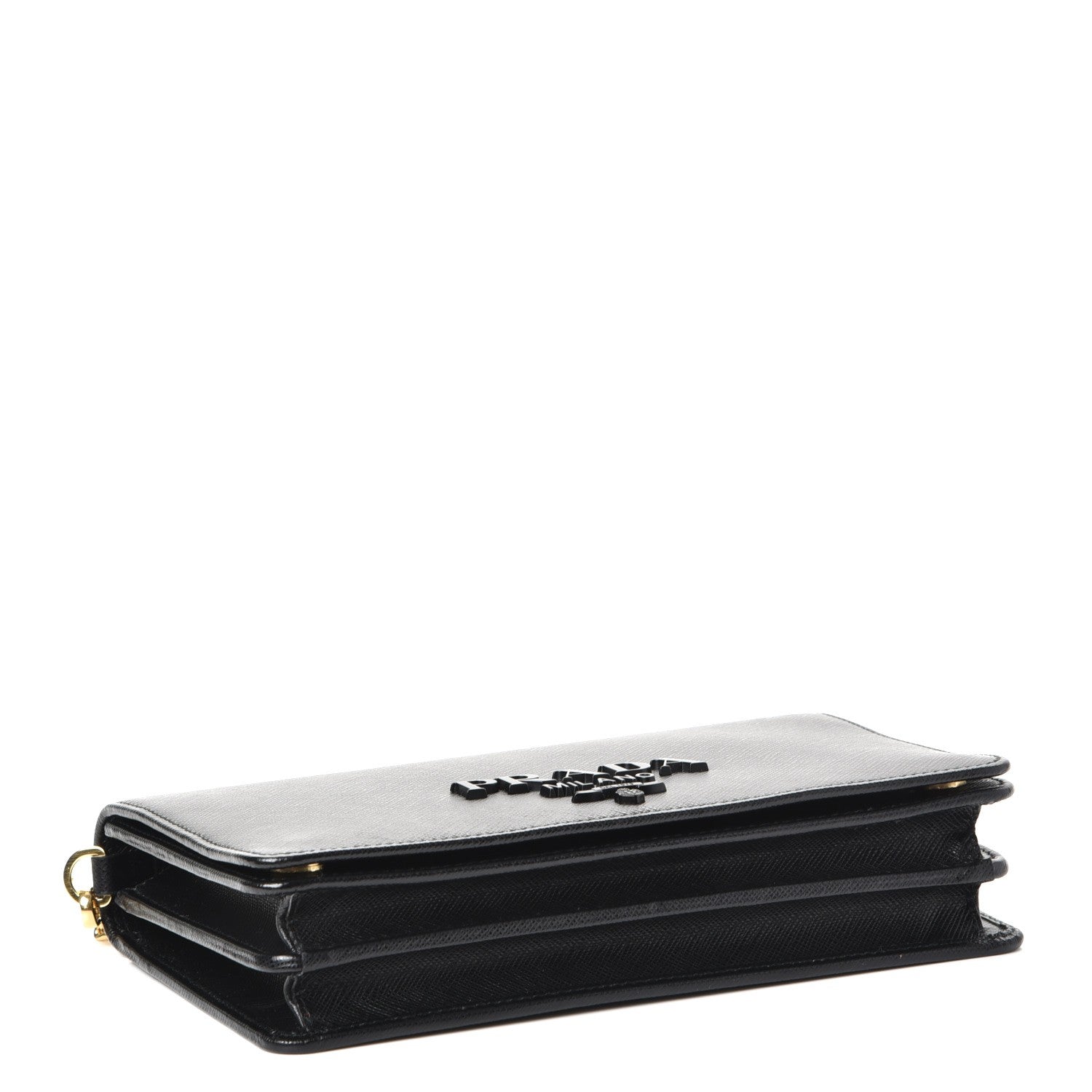 Prada Saffiano Lux Monochrome Chain Wallet Black 4 of 7