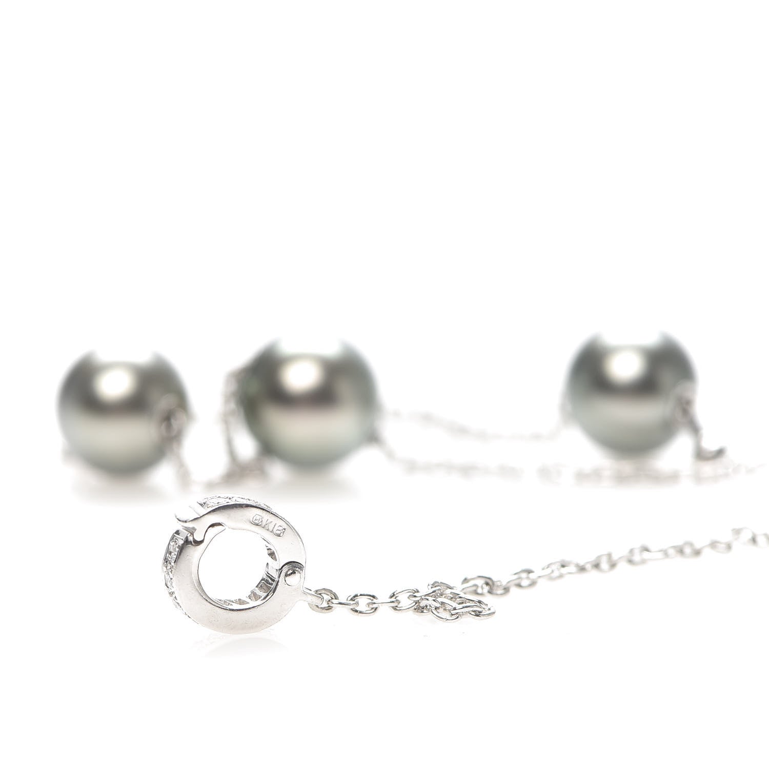 Mikimoto 18K White Gold Diamond Black South Sea Pearl 10mm Pearls In Motion Necklace 5 of 5