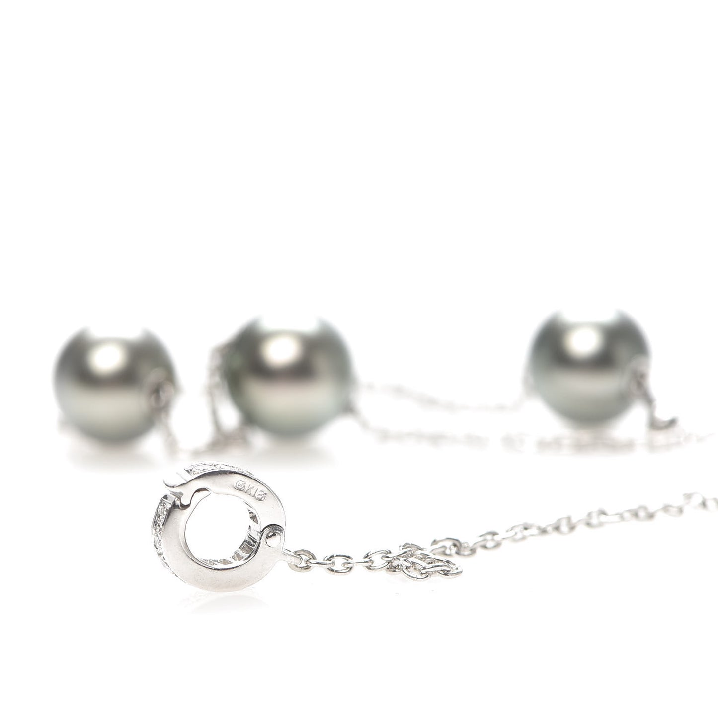 18K White Gold Diamond Black South Sea Pearl 10mm Pearls In Motion Necklace