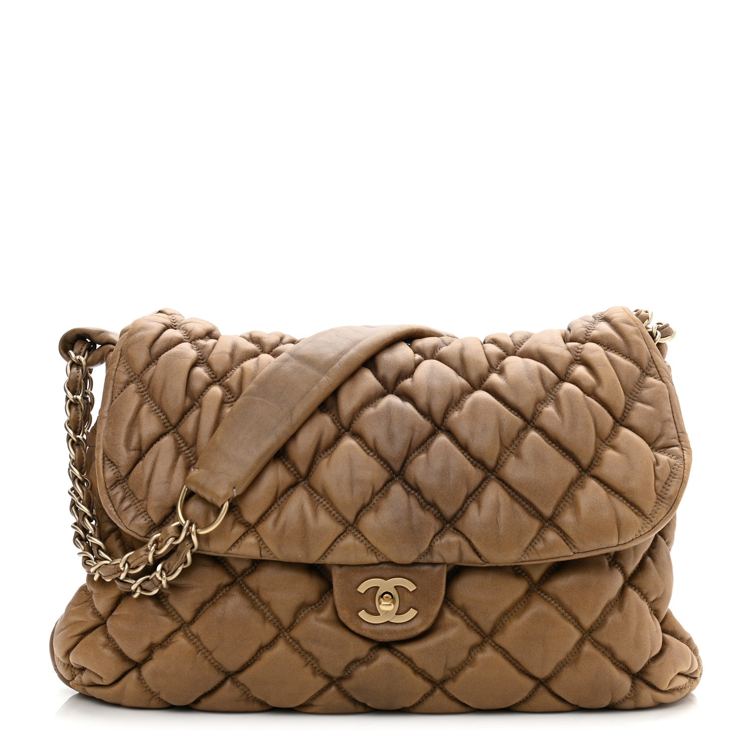 Chanel Lambskin Bubble Quilt Flap Brown 1 of 11