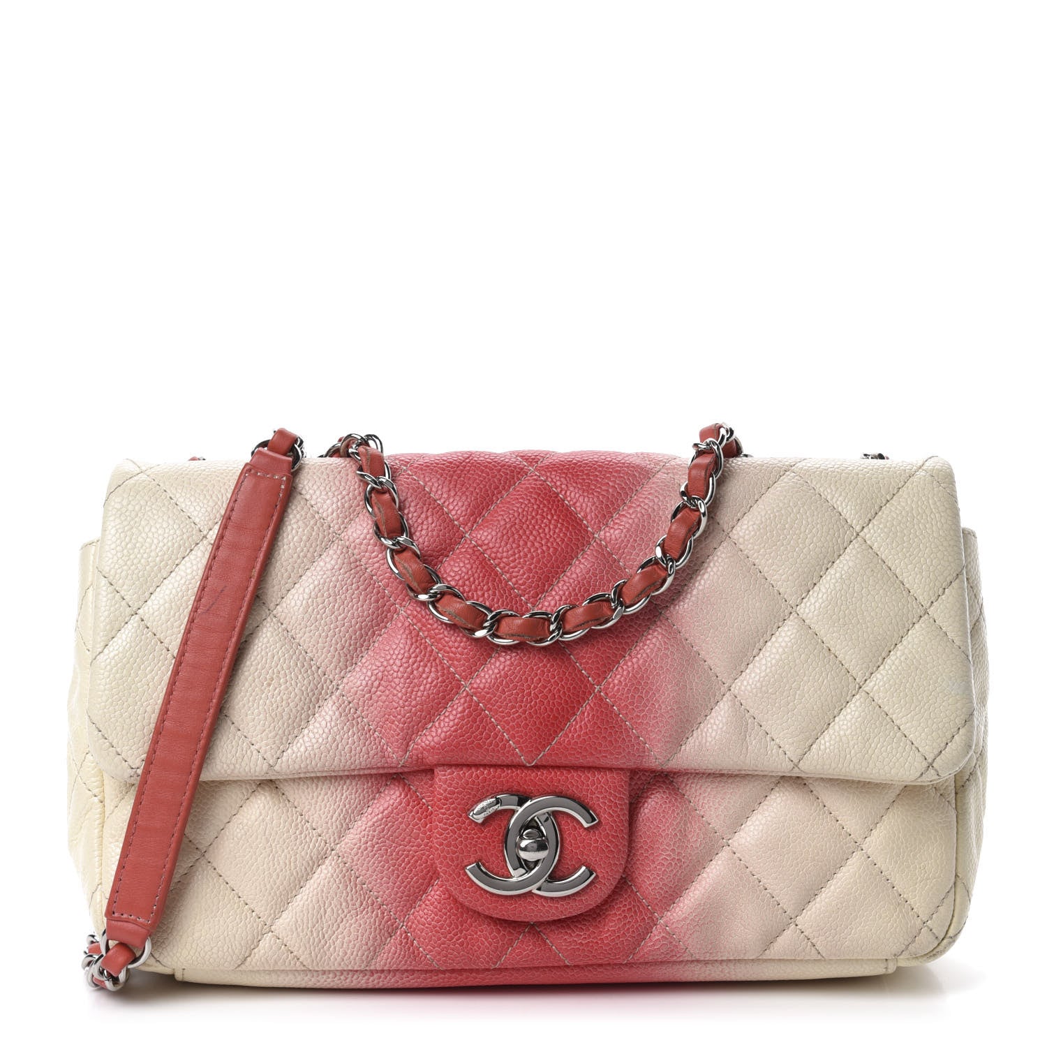 Chanel Caviar Quilted Ombre Medium Single Flap White Rose Pink 1 of 12