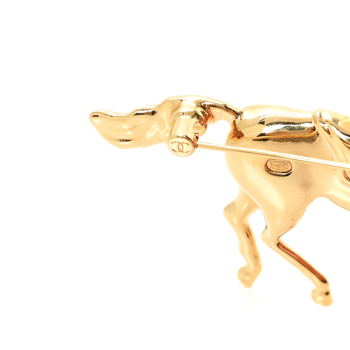 Metal Enamel Lunar New Year Horse CC Brooch Gold