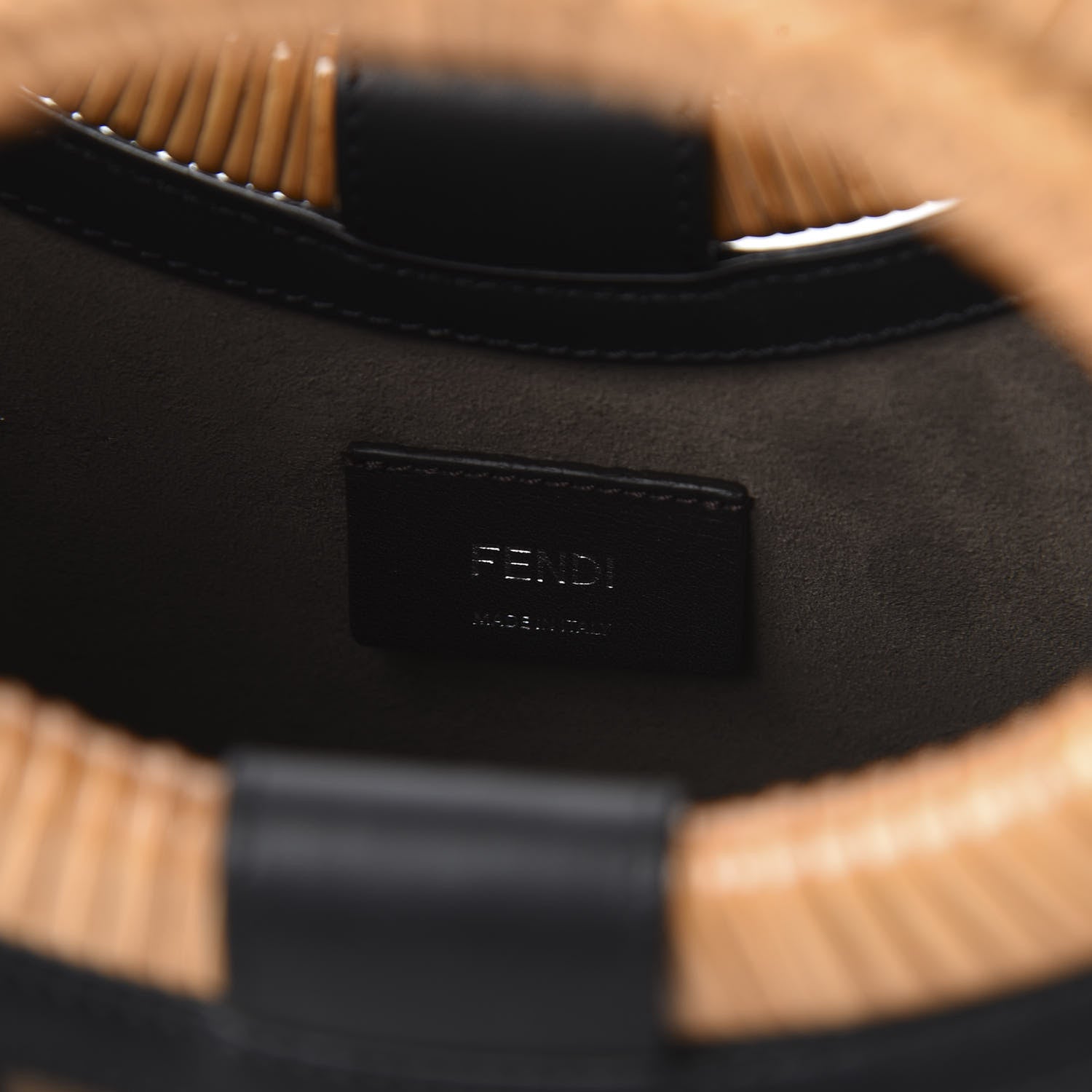 Fendi Vitello Century Wicker Bi-Color FF 1974 Embossed Small Runaway Shopper Tote Maya Black 8 of 10