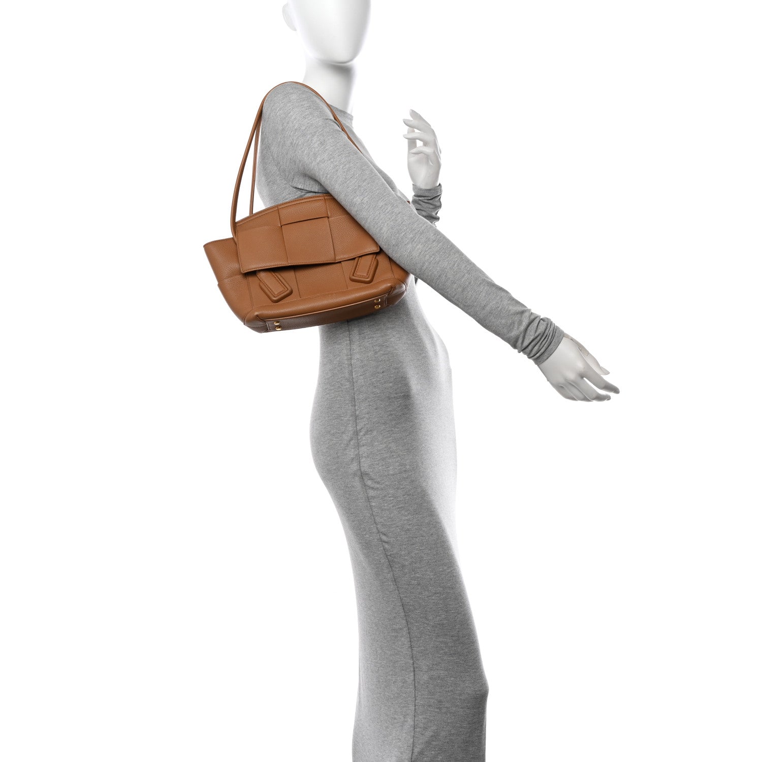 Bottega Veneta Grained Calfskin Maxi Intrecciato Small Arco Caramel 2 of 15