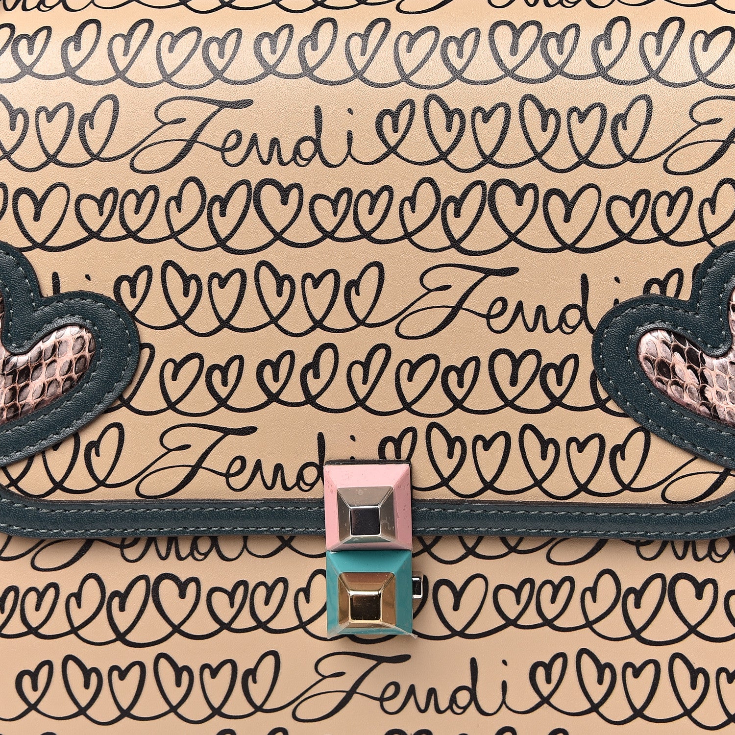 Fendi Vitello Liberty Elaphe Open Your Heart Kan I Shoulder Bag Amido Amazzonia Multicolor 12 of 12